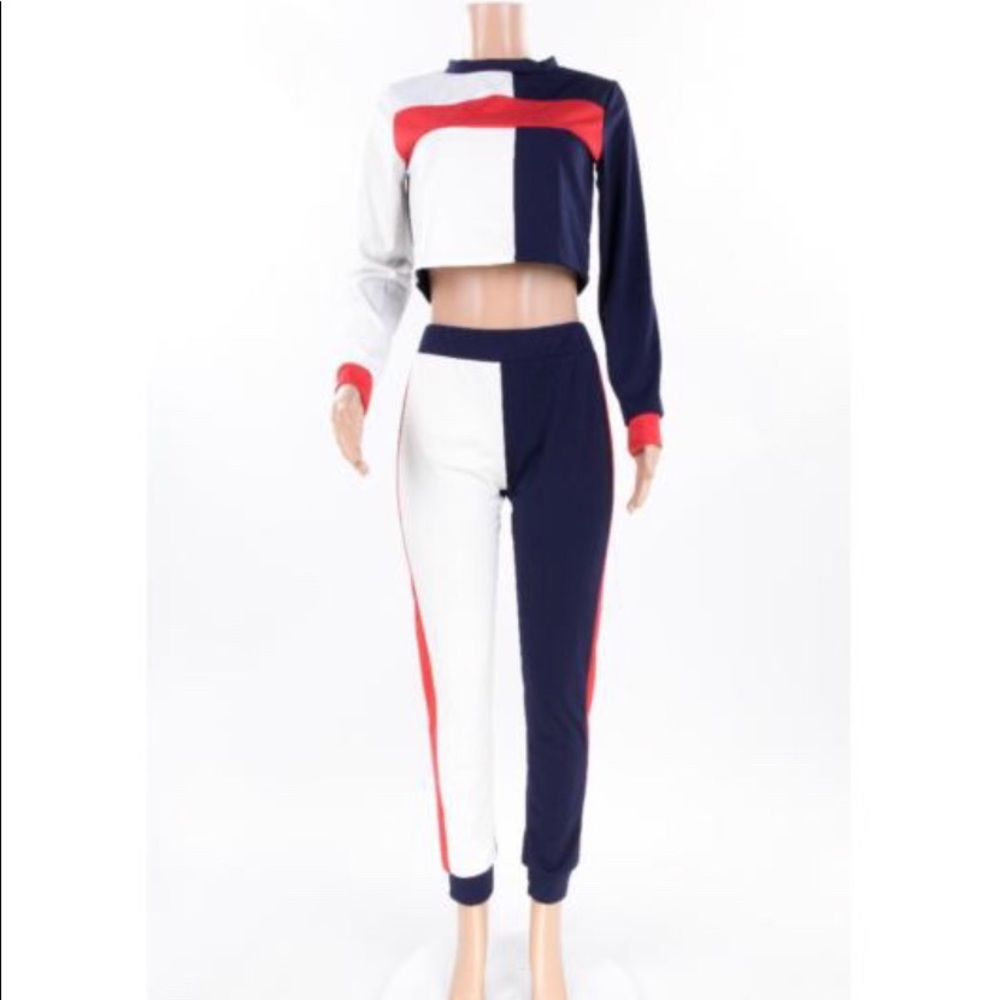 red,white and blue two piece set